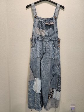 OIL & Hali  Denim "Oh Jeans"  Blue Embroidered Denim Overall